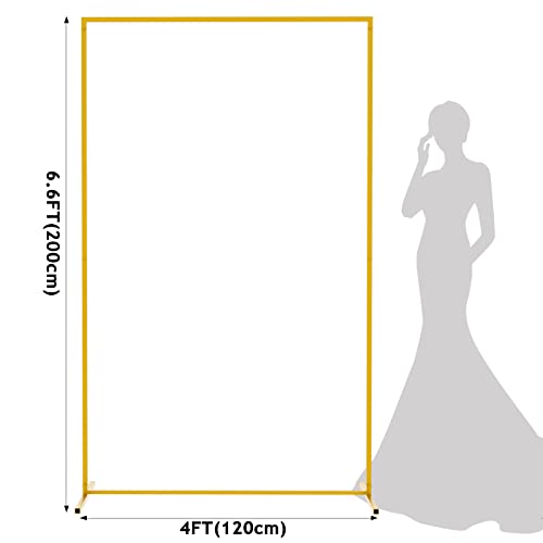 Wedding Arch Backdrop Stand 6.6ft x 4ft Square Gold Metal Frame for Ceremony