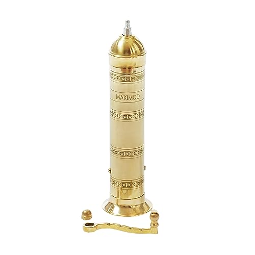Makimoo 9-Inch Brass Greek Pepper Mill - European Style Salt & Pepper Grinder