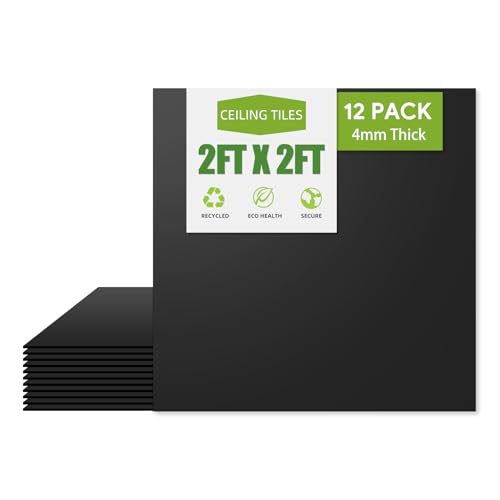 Black 2ft x 2ft Drop Ceiling Tiles - Waterproof & Fire-Rated PVC - Pack of 12