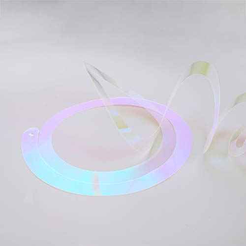 Iridescent White Swirl Hanging Decorations, Shimmer Plastic Streamer for Ceiling, Party Supplies for Birthday Graduation Bachelorette Wedding Baby Shower Graduation Christmas New Year