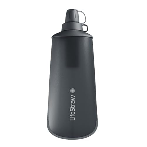 LifeStraw Peak Squeeze Water Filter Bottle 22oz Dark Mountain Gray
