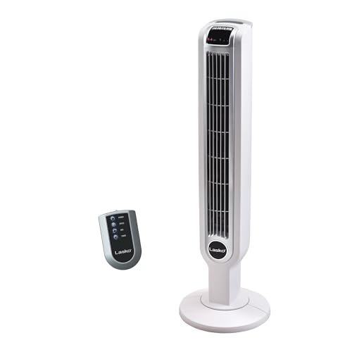Lasko 36-Inch Oscillating Tower Fan with Remote Control - White
