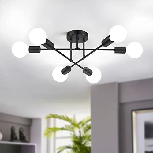 Bosceos Modern Sputnik Chandelier, 6-Light Ceiling Lights Fixture 22"