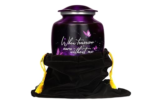 Purple Butterfly Cremation Urn for Adult Ashes with Secure Lid - Memorial Keepsake