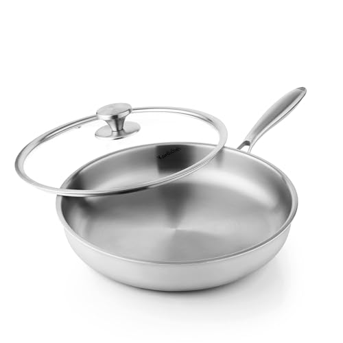 Kordichef 12 Inch Stainless Steel Frying Pan with Lid - Healthy, Induction Compatible Skillet