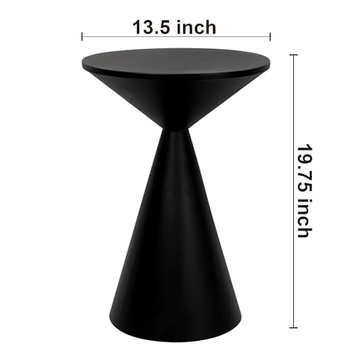 Black Small Drink Table - Round Martini Side Table for Small Spaces