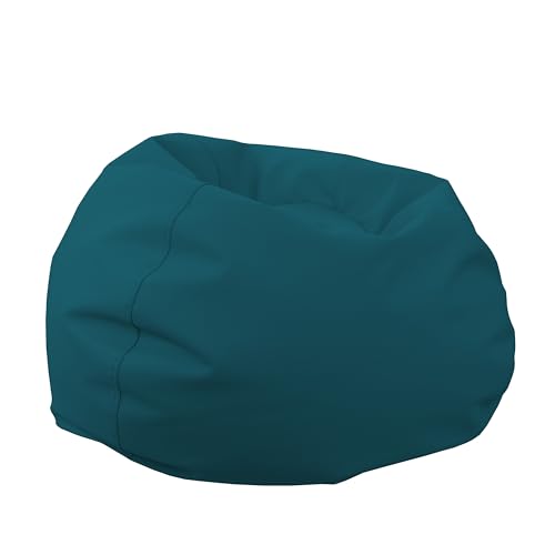 Kids 30-Inch Vinyl Bean Bag Chair - Peacock, Lightweight & Supportive