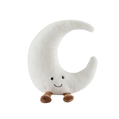 Moon Shaped Plush Pillow 12" Cute Smiling Fun Filled Pillow Moon and Sunshine Stuffed Animal Soft Toy for Birthday Gift