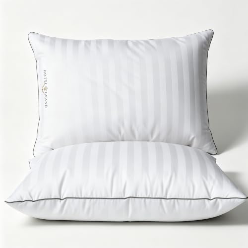 King Size Feather & Down Pillow Set - White 2-Pack Hotel Quality