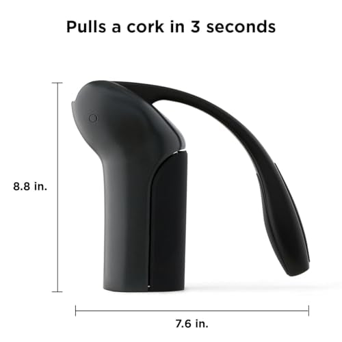 Rabbit Black Vertical Lever Corkscrew Wine Opener with Foil Cutter, 7.7x8.8 in