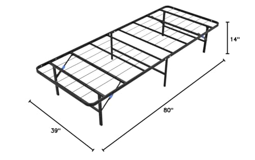 Nestl Foldable Twin XL Platform Bed Frame - Steel, No Tools, Black, 14-Inch Height