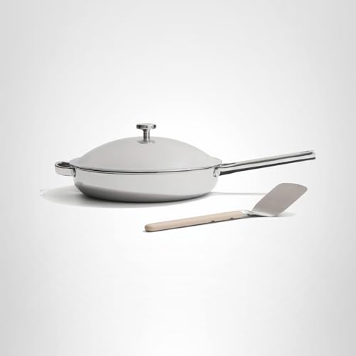 Our Place Titanium Always Pan Pro | 10.6" PFAS-Free Nonstick Frying Pan with Spatula | Chef-Grade Tri-Ply Stainless Steel & Aluminum Build | Induction & Oven-Safe up to 1000°F | Chrome