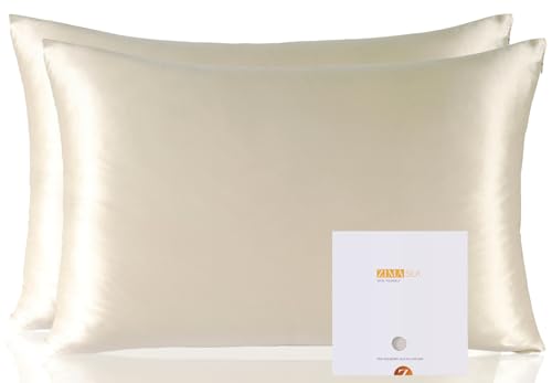 ZIMASILK Queen 20x30 Beige Mulberry Silk Pillowcase for Hair & Skin - Double Sided, 19 Momme Grade 6A