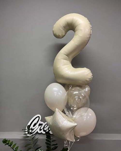 Cream Number 13 Balloon 40 inch, 13 Number Balloons, 13th Cream Birthday Decorations, 13 Year Old Girls Boys White Party Supplies