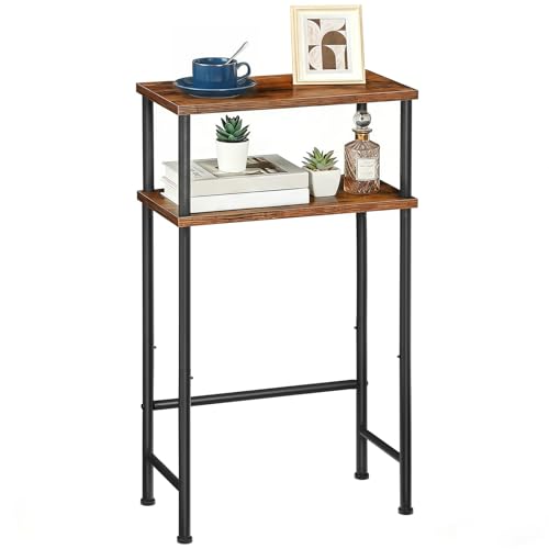 HOOBRO Rustic Brown & Black Narrow Console Table 15.7" Entryway Storage