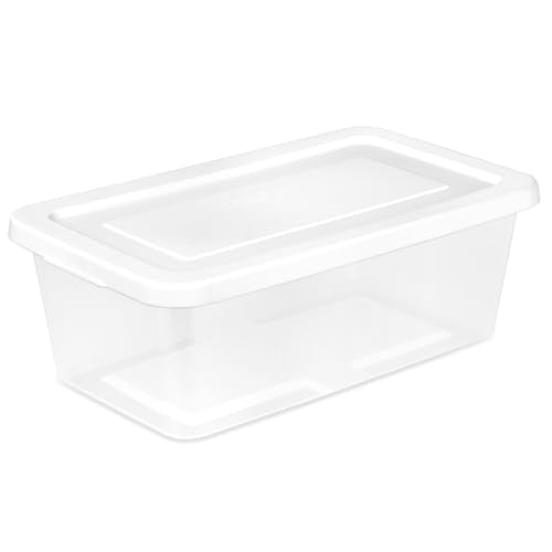 Sterilite 6 Quart Clear Plastic Storage Bins - 24-Pack Stackable Containers