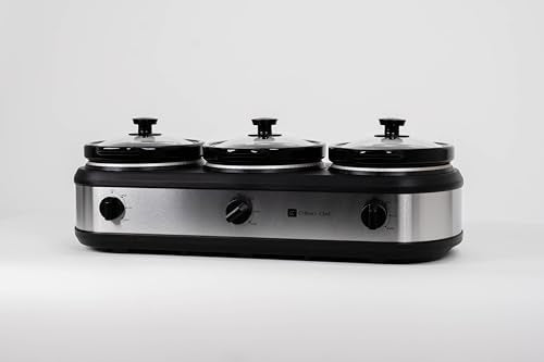 Triple Slow Cooker Buffet Server 2.5 Qt Each Food Warmer Stainless Steel
