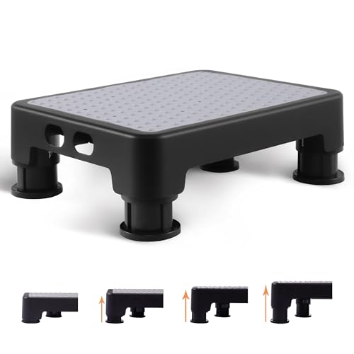 Adjustable Step Stool for Seniors 3.4-5.4 Inch Height Gray 6-Leg Stability