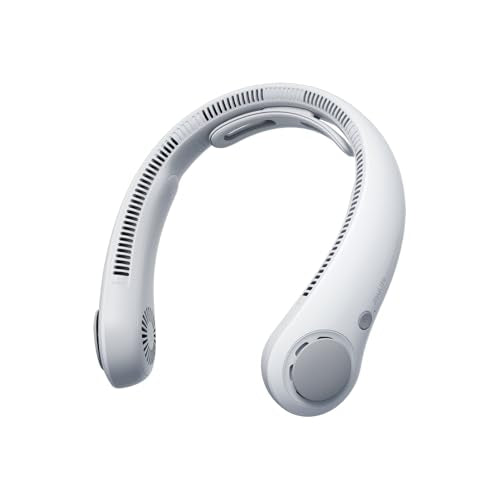 Portable Neck Fan 5-Speed with 5000mAh Battery - Foggy Grey, Hands-Free