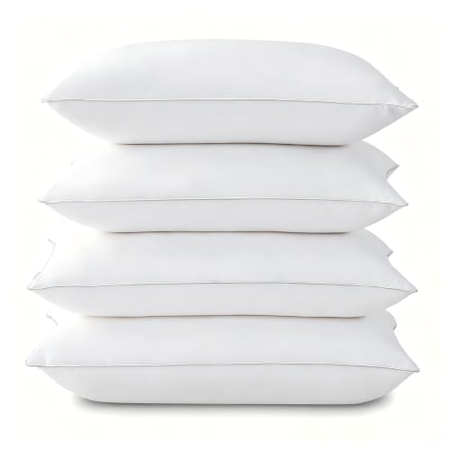 White Standard Size Hotel Quality Bed Pillows Set of 4 - Cooling Down Alternative 18x26