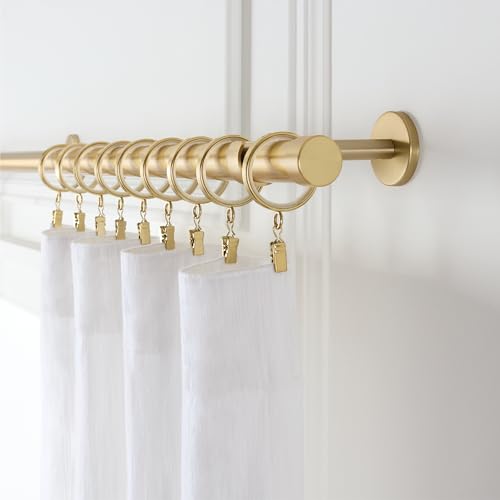 MODE Cambria 2-Inch Diameter Brushed Gold Curtain Rings - Set of 18, Large 2"