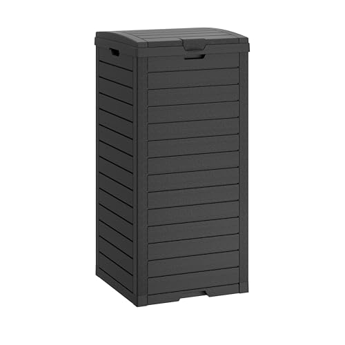 WTFGO Black 31 Gallon Outdoor Waterproof Trash Can with Lid & Drip Tray
