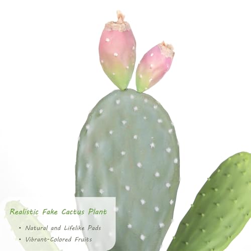 41in UV-Resistant Faux Cactus in Woven Planter - Indoor Outdoor Artificial Plant