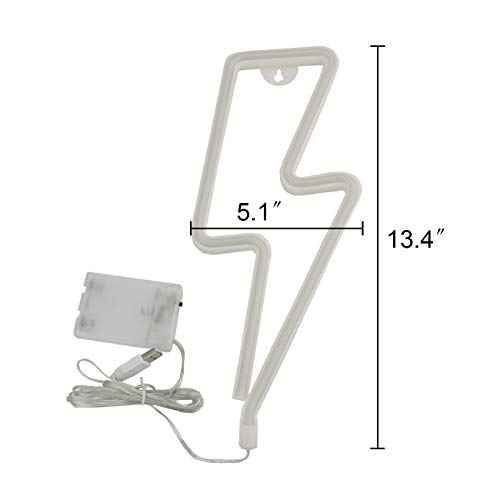 Sunnyglade USB Charging/Battery LED Neon Decorative Lights,Neon Sign Shaped Decor Light, Wall Decor for Christmas,Birthday Party, Kids Room, Living Room, Wedding Party Decoration (Lightning)