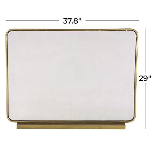 Gold Metal Geometric Fireplace Screen - 38 Inch Indoor Decor
