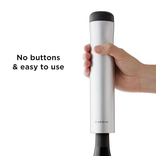 Rabbit Electric Corkscrew with Foil Cutter 2x9.6 Inch Silver Hands-Free Wine Opener