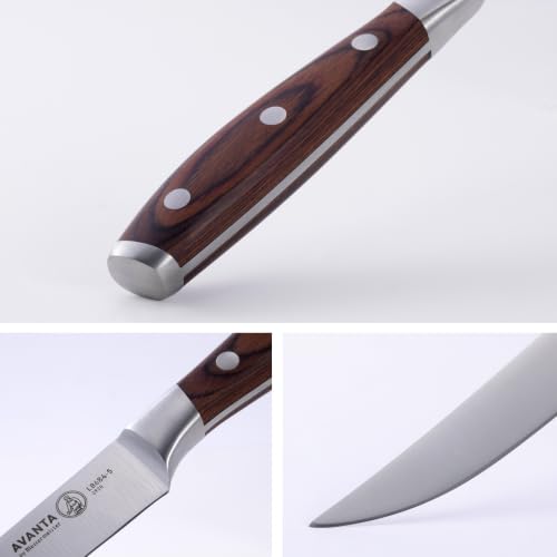 Pakkawood Handle Messermeister Avanta 5” Forged Steak Knife Set, 4-Piece
