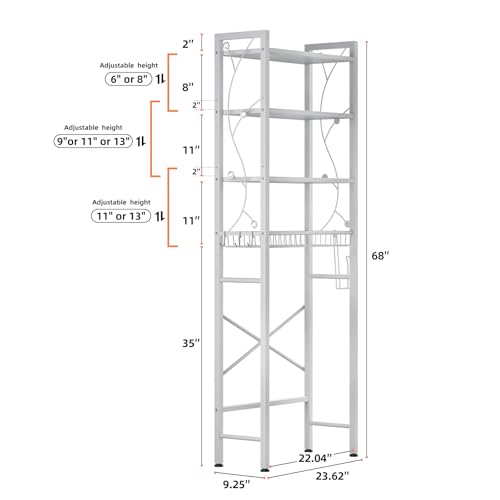 Salakita Pure White Over-The-Toilet Storage Rack 4-Tier Bathroom Organizer Shelf