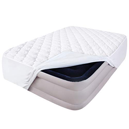 Twin Mattress Pad Cover - Deep Pocket Quilted Fitted Air Mattress Topper - Microfiber, Polyester Fill - Variation of Case Fabric Microfiber, Polyester Fill, Twin 15-23 Inch Deep
