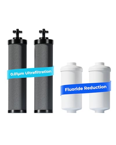 Waterdrop Gravity Water Filter Replacement with Ultra Carbon & Fluoride Filters - Compatible with Berkey BB9-2 & PF-2