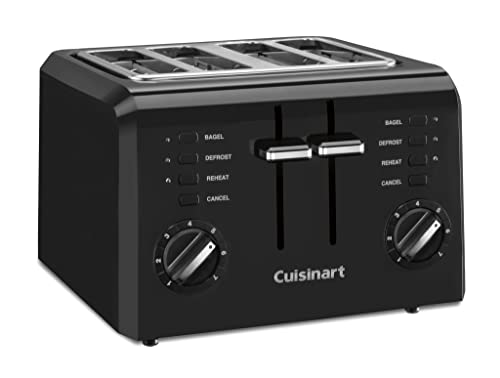 Cuisinart 4-Slice Compact Toaster with Black Finish, Wide Slots & 7 Shade Settings
