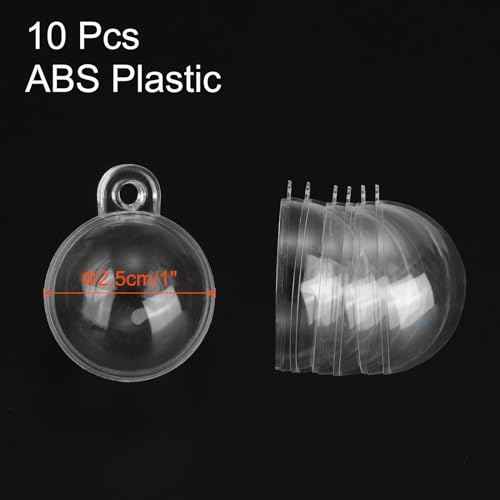 UXCELL 10 Pcs Clear Fillable Balls Ornament, 1 Inch Hanging Plastic Transparent Decor Balls for DIY Craft, Party, Wedding