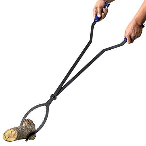 40-Inch Heavy Duty Manganese Steel Fire Tongs with Scissor Serrated Design