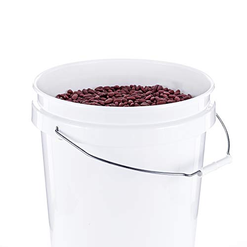 White 5 Gallon Heavy Duty Bucket - BPA-Free Plastic with Handle, 3-Pack