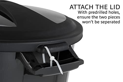 Outdoor 32 Gallon Garbage Can Pack of 2 Black Non-Wheeled with Locking Lid