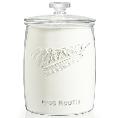 Dwbligt 1 Gallon Glass Cookie Jar with Airtight Lid & Wide Mouth - Food Storage