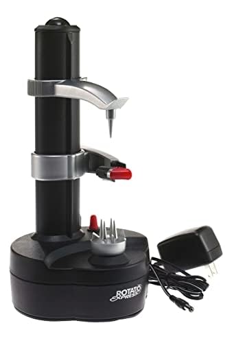 Electric Vegetable & Fruit Peeler - Black, Includes 6 Blades & Accessories