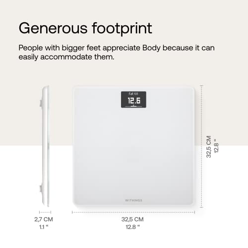 Withings Body Wi-Fi Smart Digital Scale with Pregnancy & Baby Modes - White / 1 Pack