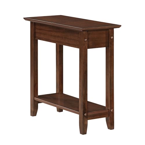Espresso American Heritage Flip Top End Table with Hidden Storage & Lower Shelf
