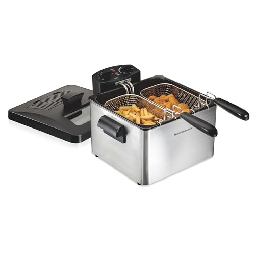 Hamilton Beach 4.5L Electric Deep Fryer with 2 Baskets & Stainless Steel - 19 Cup Capacity