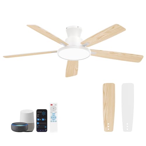 52-Inch Smart Ceiling Fan with Lights, Alexa & Google Compatible, White