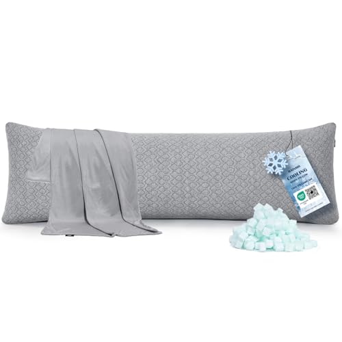 Rainmr Extra Long 20x60 Inch Memory Foam Body Pillow with Cooling Cover for Adults
