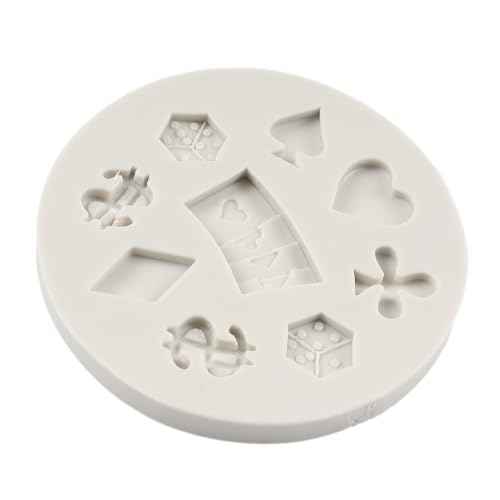 Poker Silicone Molds Playing Cards Hearts Diamonds Spades Clubs Fondant Mold for Casino Themed Cake Decoration Cupcake Topper Chocolate Candy Polymer Clay Gum Paste