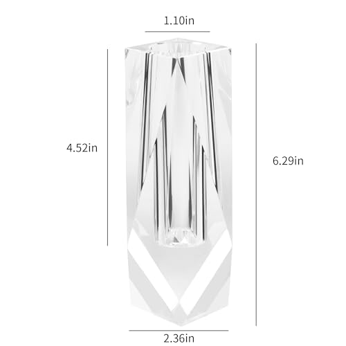Kitcom Medium Crystal Vase for Home & Wedding Decor, Clear, 2.4x6.3 Inches