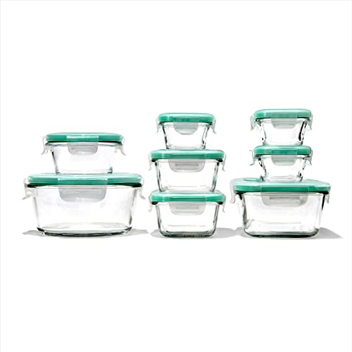 Teal 16-Piece Glass Food Storage Container Set with Airtight Lids - BPA-Free