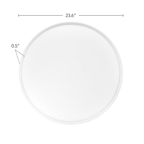 24 Inch White LED Ceiling Light Fixture with 5 CCT, 3300 Lumens, Damp Location